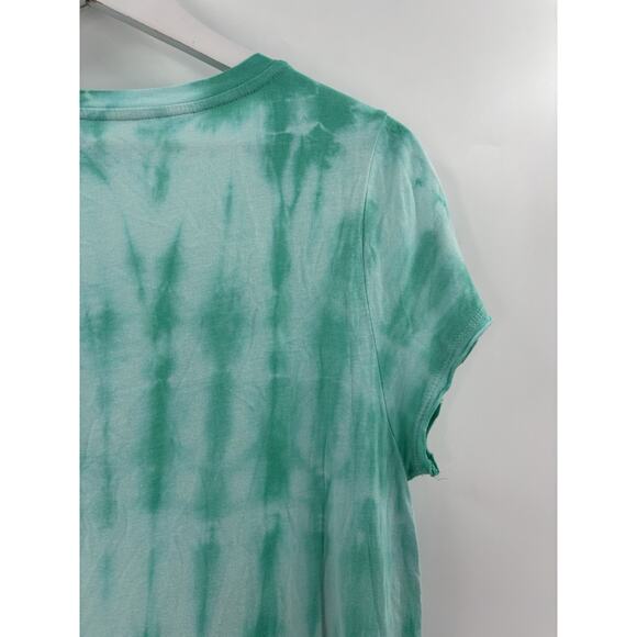 Calvin Klein T Shirt Womens Medium Blue Green Tie Dye Short Sleeves V Neck - Picture 10 of 16